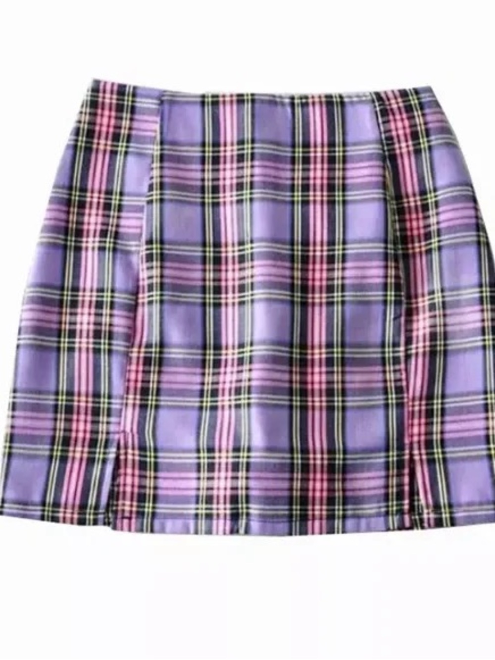 Purple Plaid A-Line Skirt with Pink Accent